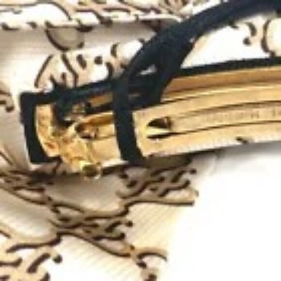 FENDI FXT114 Logo ribbon Hair clip hair accessories Barrette silk Beige - Picture 3 of 15